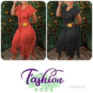 Sweater tassel dress